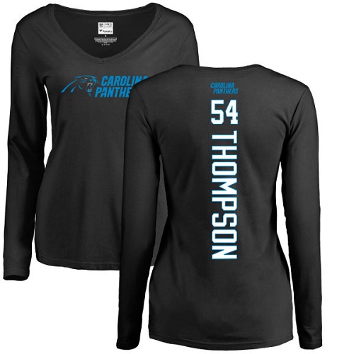 Carolina Panthers Black Women Shaq Thompson Backer Slim Fit NFL Football #54 Long Sleeve T Shirt
